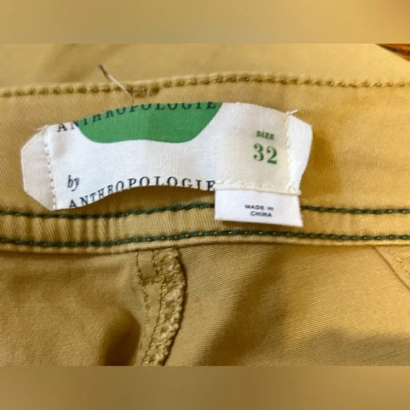 Anthropology gold/mustard Ankle Pants with Belt - Picture 3 of 4